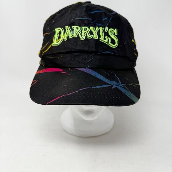 Vintage‎ Snapback Hat Darryls Restaurant Tiger Stripe Rainbow Nylon 80s 1980s - Picture 1 of 7